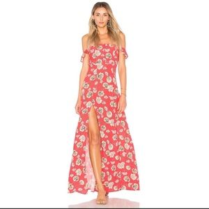 Flynn Skype Bella off the shoulder berry red dress size medium.